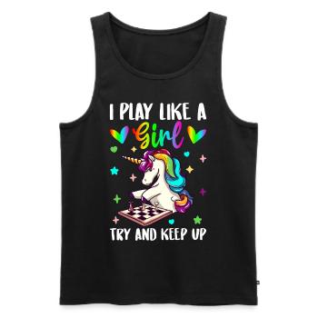 Chess Girl Schachspielerin - Männer Premium Bio Tank Top - Schwarz - Vorne - AI Model Male 178 light (178cm)