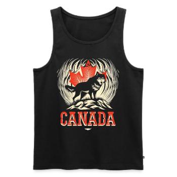 Maple Leaf and Wolf Wilderness of Canada - Men's Premium Organic Tank Top - black - Front - AI Model Male 178 light (178cm)