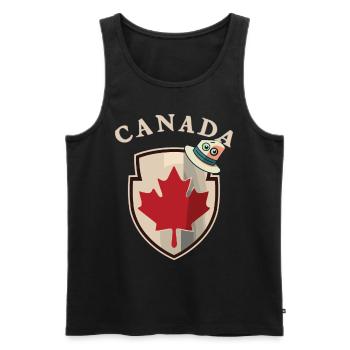 Wappen von Kanada mit Hut mit Augen - Männer Premium Bio Tank Top - Schwarz - Vorne - AI Model Male 178 light (178cm)