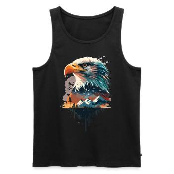 Natur in Perfektion: Adler und Berggipfel vereint - Männer Premium Bio Tank Top - Schwarz - Vorne - AI Model Male 178 light (178cm)