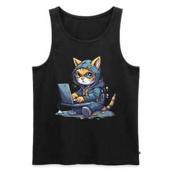 Cat Programmer Computer Software Developer Coder C - Männer Premium Bio Tank Top - Schwarz - Vorne - Michal (187cm)