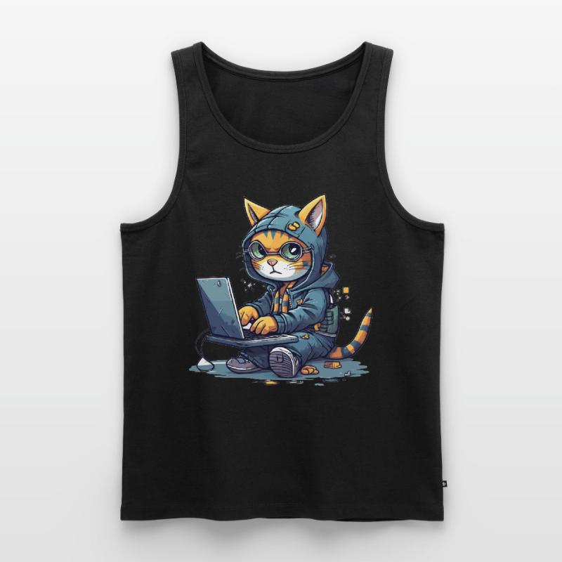 Cat Programmer Computer Software Developer Coder C Männer Premium Bio Tank Top