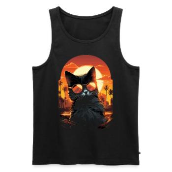 Chaton mignon avec des lunettes de soleil - Débardeur bio Premium Homme - noir - Devant - Michal (187cm)