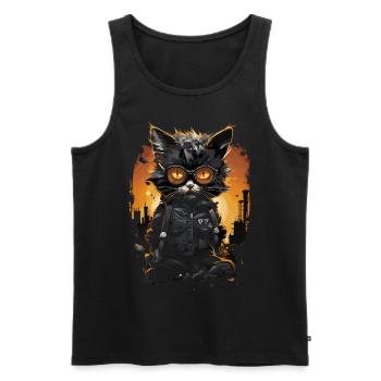 Chaton mignon avec des lunettes de soleil - Débardeur bio Premium Homme - noir - Devant - Michal (187cm)