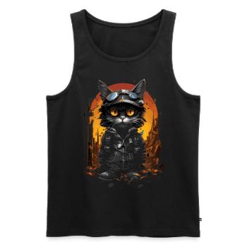 Chaton mignon avec des lunettes de soleil - Débardeur bio Premium Homme - noir - Devant - Michal (187cm)
