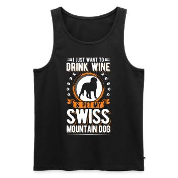 Bouvier suisse et vin - Débardeur bio Premium Homme - noir - Devant - Michal (187cm)