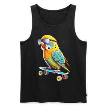 Wellensittich Skateboard Meister - Männer Premium Bio Tank Top - Schwarz - Vorne - Michal (187cm)
