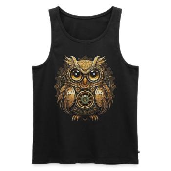 Eulen Steampunk: Faszination aus Metall und Federn - Männer Premium Bio Tank Top - Schwarz - Vorne - AI Model Male 178 light (178cm)