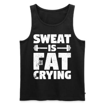 Sweat Is Fat Crying Fitness & Gym Weight Loss - Männer Premium Bio Tank Top - Schwarz - Vorne - Michal (187cm)