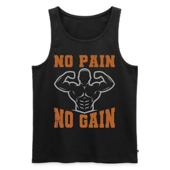 No Pain No Gain Motivation Workout and Fitness - Männer Premium Bio Tank Top - Schwarz - Vorne - Michal (187cm)