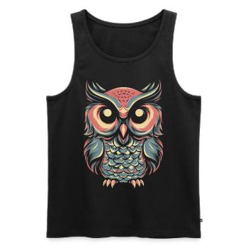 Eule im PopArt-Design: Einzigartiges T-Shirt - Männer Premium Bio Tank Top - Schwarz - Vorne - AI Model Male 178 light (178cm)