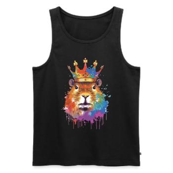 Capybara avec capybara couronne - Débardeur bio Premium Homme - noir - Devant - AI Model Male 178 light (178cm)