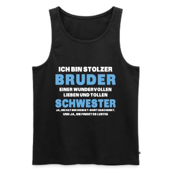 Ich bin stolzer Bruder einer tollen Schwester - Männer Premium Bio Tank Top - Schwarz - Vorne - AI Model Male 178 light (178cm)