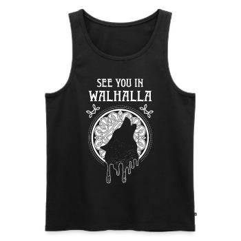 See you in Walhalla Wikinger Mittelaltermarkt Wolf - Männer Premium Bio Tank Top - Schwarz - Vorne - Michal (187cm)