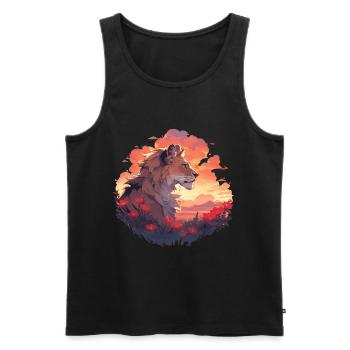 Lion, Wildcat, Lion's Head, Lion, Baby, Big Cat - Men's Premium Organic Tank Top - black - Front - Michal (187cm)