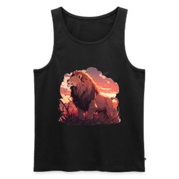 Lion, Wildcat, Lion's Head, Lion, Baby, Big Cat - Men's Premium Organic Tank Top - black - Front - Michal (187cm)
