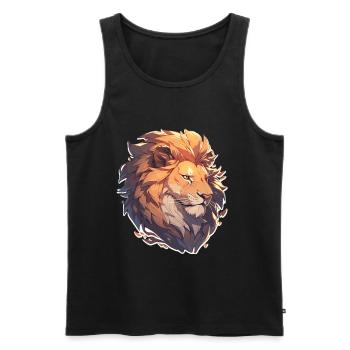 Lion, Wildcat, Lion's Head, Lion, Baby, Big Cat - Men's Premium Organic Tank Top - black - Front - Michal (187cm)
