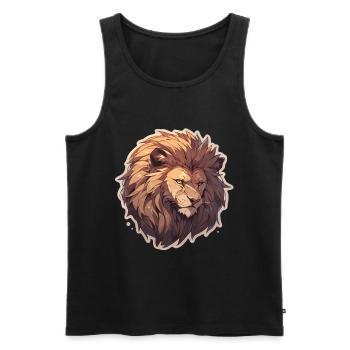 Lion, Wildcat, Lion's Head, Lion, Baby, Big Cat - Men's Premium Organic Tank Top - black - Front - Michal (187cm)