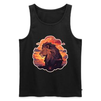 Lion, Wildcat, Lion's Head, Lion, Baby, Big Cat - Men's Premium Organic Tank Top - black - Front - Michal (187cm)