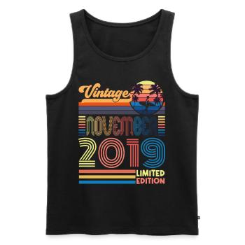 Anniversary November 2019. Gift November 2019. - Men's Premium Organic Tank Top - black - Front - Michal (187cm)