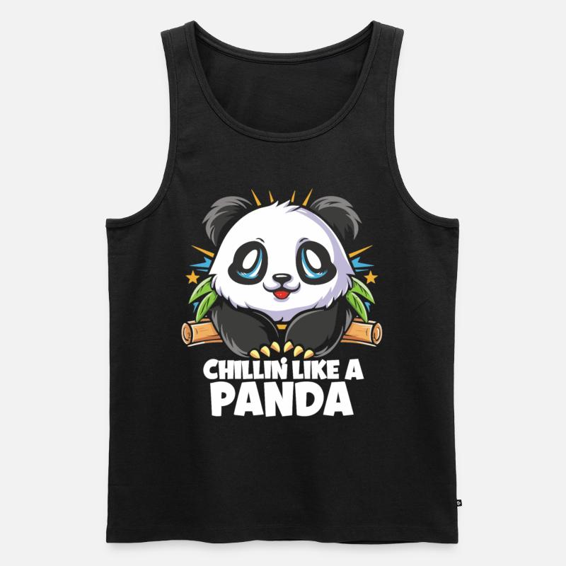 Panda Chill Mode Enabled - Men's Premium Organic Tank Top - black