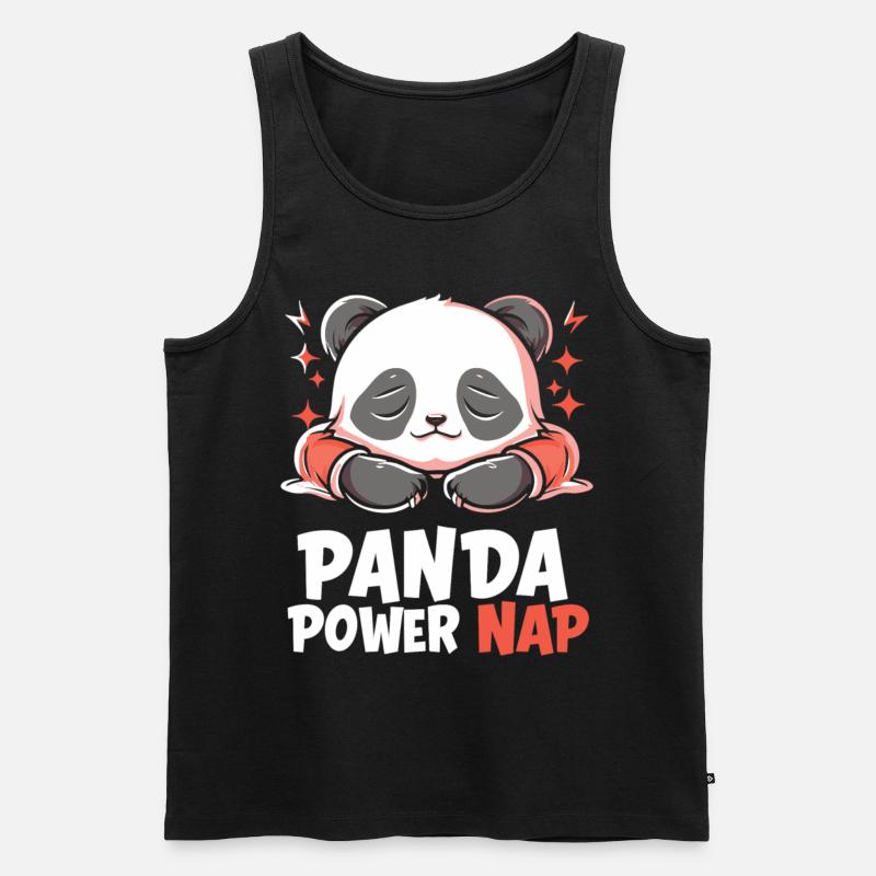 Panda Power Nap - Männer Premium Bio Tank Top - Schwarz