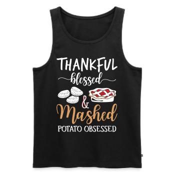 Pomme de terre reconnaissante : Drôle de dinde de Thanksgiving - Débardeur bio Premium Homme - noir - Devant - Michal (187cm)