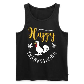 Joyeux Thanksgiving : Drôle de dinde de Thanksgiving - Débardeur bio Premium Homme - noir - Devant - Michal (187cm)