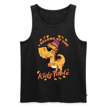 I Belong At The Kids Table: T-Rex For Thanksgiving - Men's Premium Organic Tank Top - black - Front - Michal (187cm)