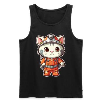 Kawaii Cat Firefighter Firefighting Cute Anime Cat - Männer Premium Bio Tank Top - Schwarz - Vorne - AI Model Male 178 light (178cm)
