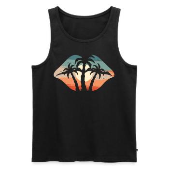 Topical Sunset Lips Retro Summer Beach Vacation - Männer Premium Bio Tank Top - Schwarz - Vorne - Michal (187cm)