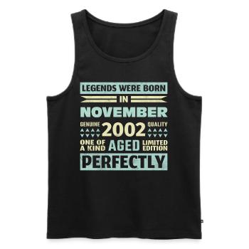 21e anniversaire Novembre Millésime 2002 Millésime - Débardeur bio Premium Homme - noir - Devant - Michal (187cm)