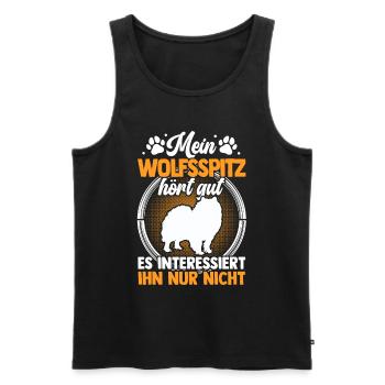 Mein Wolfsspitz hört gut Deutscher Spitz - Männer Premium Bio Tank Top - Schwarz - Vorne - Michal (187cm)