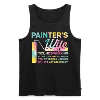 Peintre en bâtiment Décorateur Femme - Débardeur bio Premium Homme - noir - Devant - Michal (187cm)