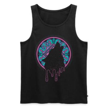 Wikinger Wolf Wölfe Mond Mittelalter Wikingerin - Männer Premium Bio Tank Top - Schwarz - Vorne - AI Model Male 178 light (178cm)