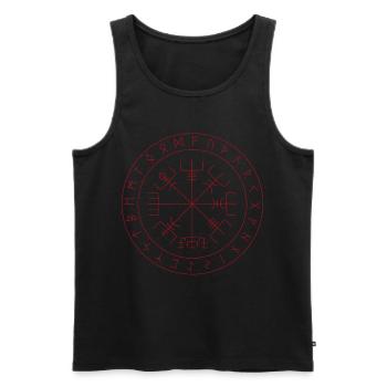 Mythologie nordique boussole Runes Winkinger - Débardeur bio Premium Homme - noir - Devant - AI Model Male 178 light (178cm)
