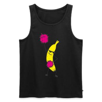 Banane, Banane, Fruits Tropicaux, Fruits, Fruits - Débardeur bio Premium Homme - noir - Devant - Michal (187cm)