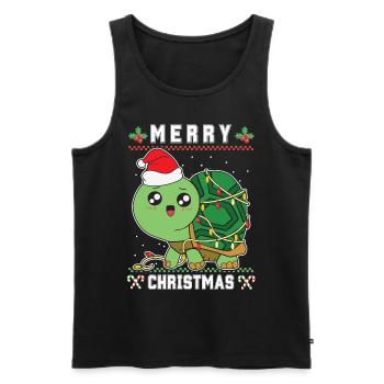 Merry Christmas Santa Turtle Ugly Christmas - Men's Premium Organic Tank Top - black - Front - Michal (187cm)