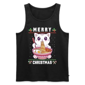 Chat d’anime kawaii mignon avec Ramen Noël laid - Débardeur bio Premium Homme - noir - Devant - Michal (187cm)