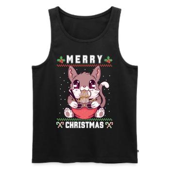 Chat d’anime kawaii mignon avec Ramen Noël laid - Débardeur bio Premium Homme - noir - Devant - Michal (187cm)