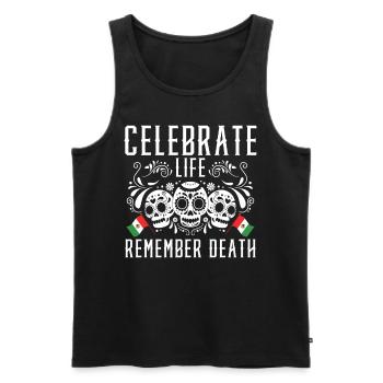 Célébrez la vie, souvenez-vous de la mort Dia de Muertos - Débardeur bio Premium Homme - noir - Devant - Michal (187cm)