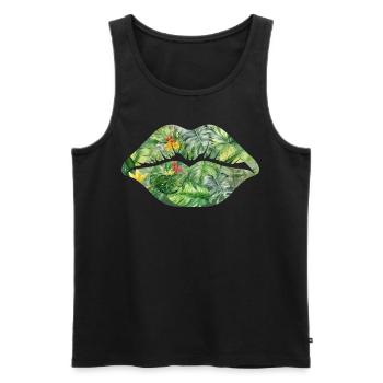 Tropical Leaves Lips Summer Beach Vacation - Männer Premium Bio Tank Top - Schwarz - Vorne - AI Model Male 178 light (178cm)