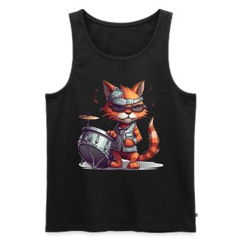 Cat Musician Music Instruments Lover Cat - Männer Premium Bio Tank Top - Schwarz - Vorne - Michal (187cm)