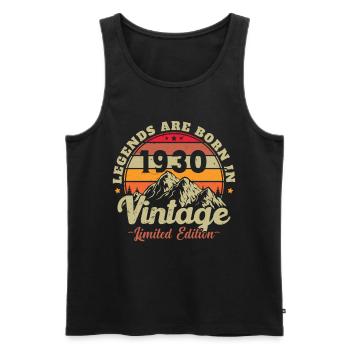 Legends Are Born in 1930's Vintage Gift - Men's Premium Organic Tank Top - black - Front - Michal (187cm)