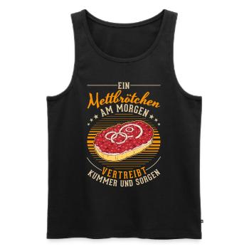 Mettbrötchen le matin Mett Hackepeter - Débardeur bio Premium Homme - noir - Devant - AI Model Male 178 light (178cm)