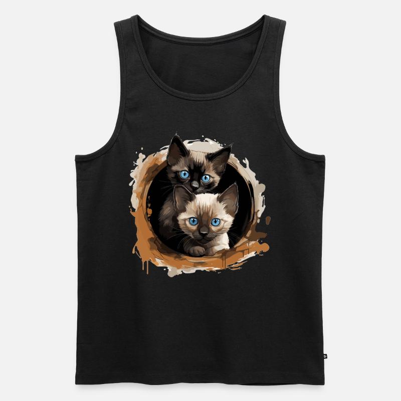 Siamese Cat Siamkatze - Männer Premium Bio Tank Top - Schwarz