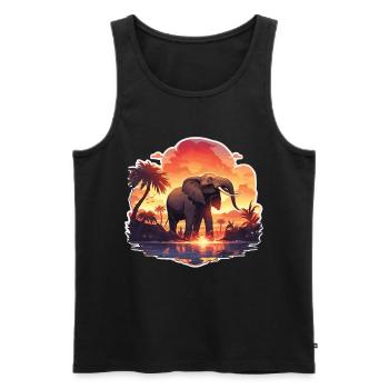 Éléphant, Éléphant, Pachyderme, Animal, Afrique, Safari - Débardeur bio Premium Homme - noir - Devant - Michal (187cm)