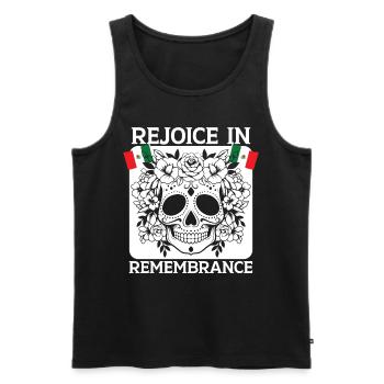 Réjouissez-vous en souvenir Dia de Muertos - Débardeur bio Premium Homme - noir - Devant - Michal (187cm)