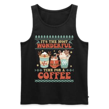 C’est l’heure d’un café - Noël moche pour les fêtes du Père Noël - Débardeur bio Premium Homme - noir - Devant - Michal (187cm)