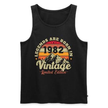Vintage 1982 Vintage Birthday Gift Idea 1982 - Men's Premium Organic Tank Top - black - Front - Michal (187cm)
